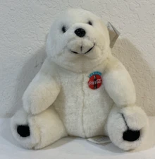 Whataburger Coca Cola Bear 7" Tall Plush Toy White With Red Badge