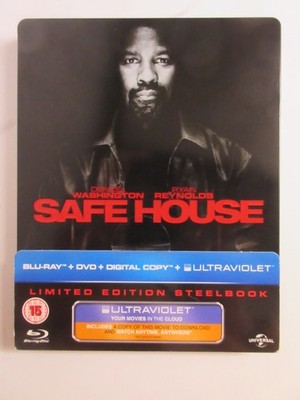 Safe House Blu Ray Steelbook Zavvi UK J-Card Region Free Debossed Front
