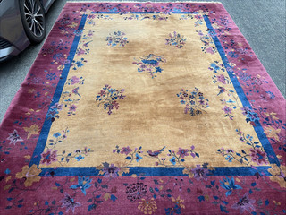 Auth: Antique Art Deco Chinese Rug Nichols Beauty Butterscotch 9x12 NR