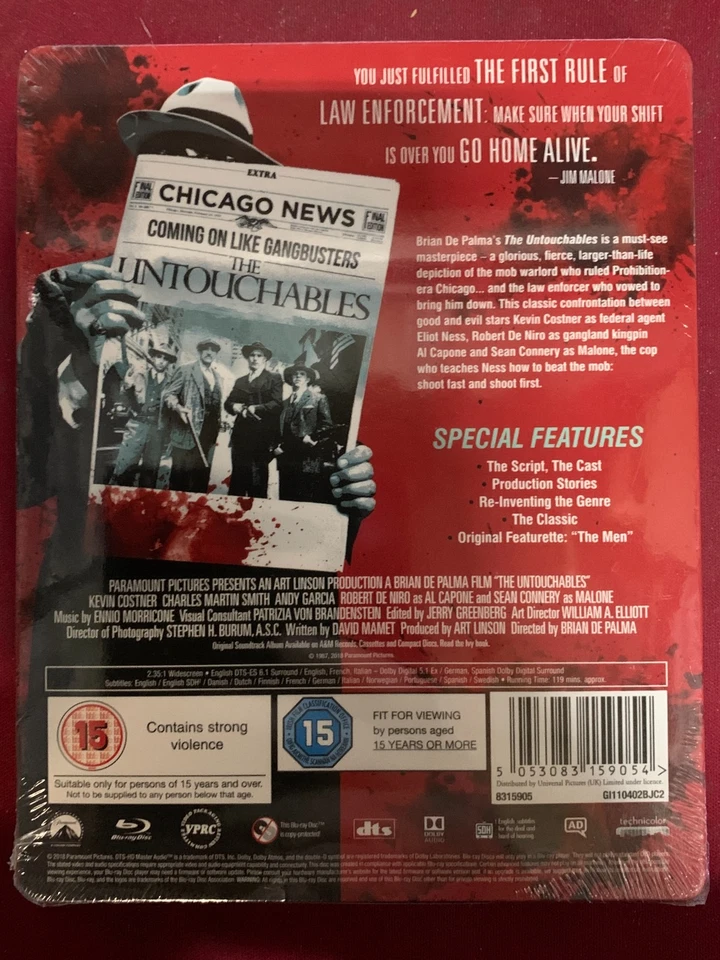 The Untouchables - Limited Edition Blu Ray - Steelbook - New & Sealed - Image 2 of 3
