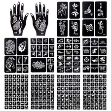 Koogel 281PCS Semi Permanent Tattoo, 12 Sheets Henna Women Tattoo Stencil Tem...