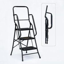 Bestfor Folding 3 Step Ladder with Handrails -Sturdy -Durable -Non Slip 352013