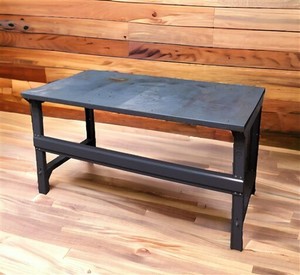 Vintage Industrial Metal Work Table, Kitchen Island, Gray Steel Workbench 