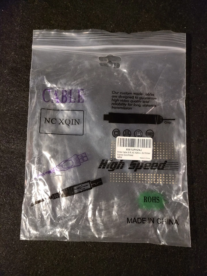 20 ft Printer Cable NC XQIN Gold Plated New USB 2.0  - Image 2 of 3