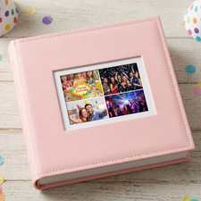 Pink Faux Leather Photo Album Holds 200 4x6 Photos Memo Space Scrapbook Memory