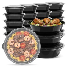 18oz Round 50-Pack Meal Prep Containers Reusable with Lids, To Go Take Out Pl...