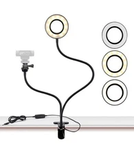 Webcam Light Stand for Live Stream Selfie Ring Light with Webcam Mount