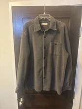 True Grit Dry Goods Men’s Sherpa Shirt Jacket, Gray, Button Front, Size M