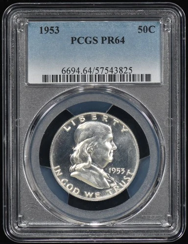 1953 Proof Franklin Half Dollar 50c PCGS PR64 - Nice Coin!