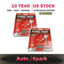 2x Swiss Tech 6 In Utili-Key Pocket Tool Keyring Stainless Steel Screwdrive-16b