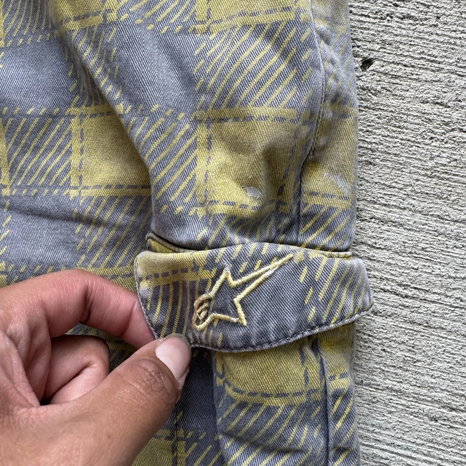 Pantalones Cortos Carga Y2K Vintage Alpinestars Cuadros Amarillo y Gris Colorway Logo Para Hombre 32 Foto 2 de 4