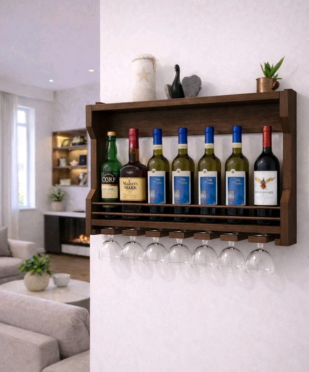Portabottiglie E Calici Da Soffitto 2 In 1 In Acciaio Carbonio – Regolabile 100x25cm, Stile Industriale Vintage