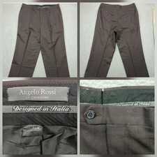Angelo Rossi Dress Pants Mens 34W Brown Pleated Designed in Italy