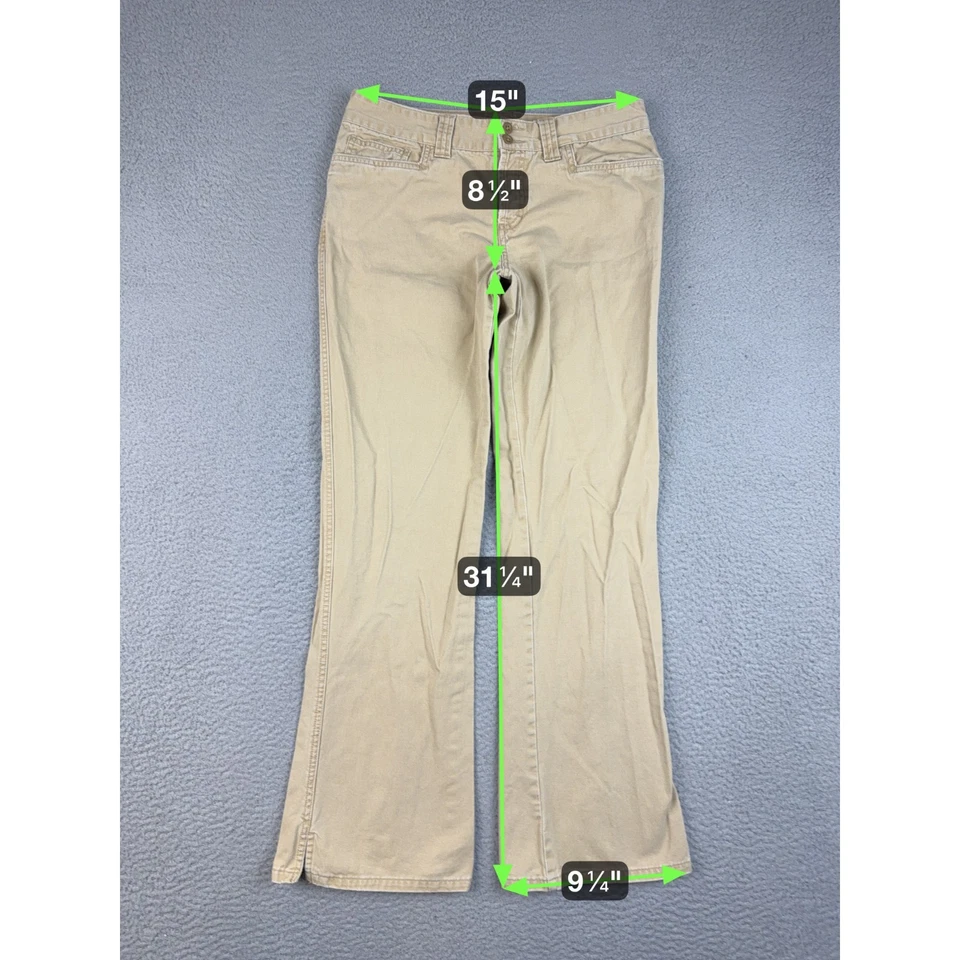 Vtg Abercrombie & Fitch Y2K Low Rise Bootcut Pants Women's 6R Button Fly Khaki - Image 3 of 4
