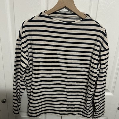 Women s Betty & Co BETTY & CO Navy & White Stopped Sailor Shirt Long Sleeve Sz L