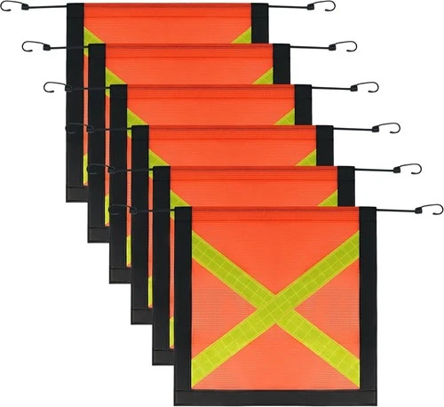 6 Pcs 18" x 18" Safety Flags for Truck with Bungee Core and Reflective High V... - Picture 1 of 2