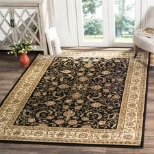 Lyndhurst Collection Accent Rug - 4' x 6', Black & Ivory, Traditional Orienta...