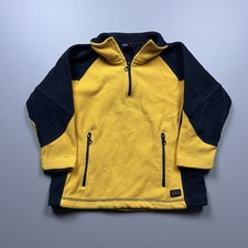 Vintage GAP 1/4 Zip Fleece Pullover Youth XS 4T Yellow Navy Y2k Deep Pile Pocket