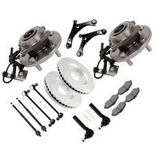 Front Wheel Hub Bearing + Brake Rotor Pad Suspension For Dodge Town Grand 08-10