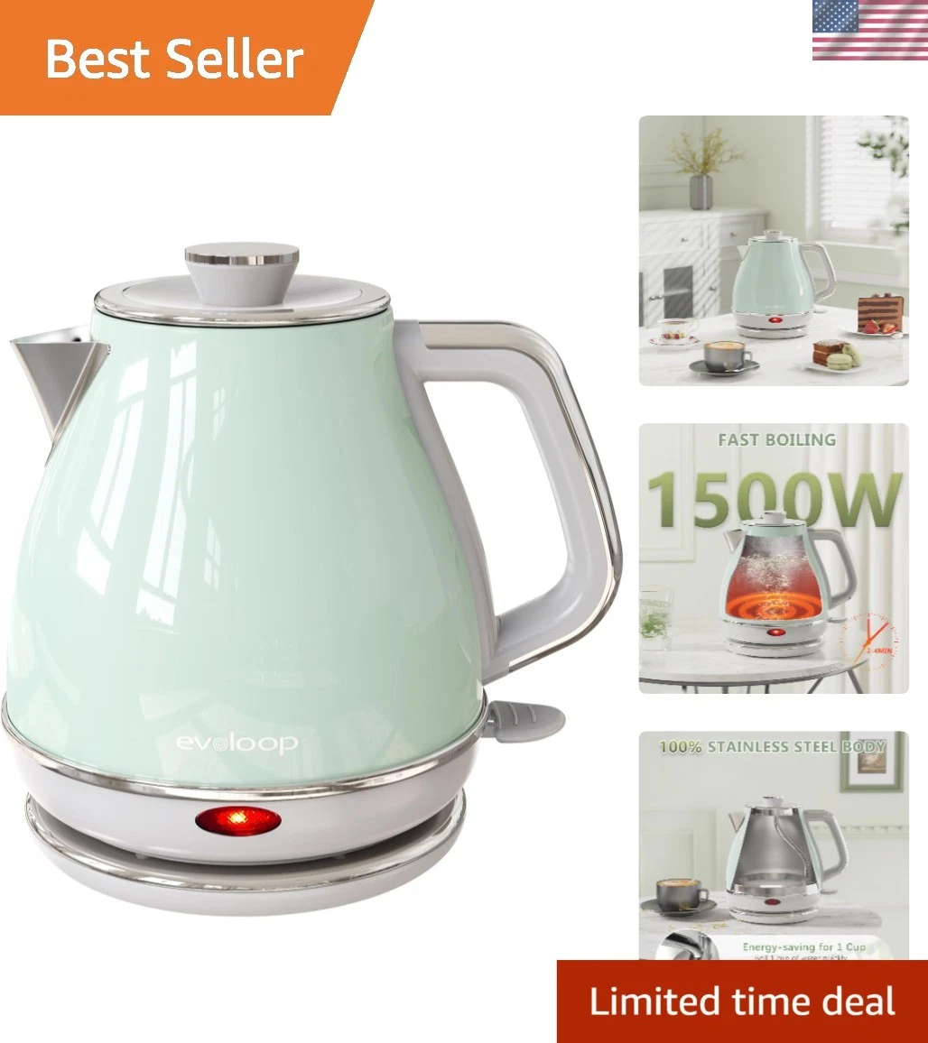 Electric Tea Kettle, 1500W /1.0L Hot Water Boiler Heater Pot, Retro Small Ele...