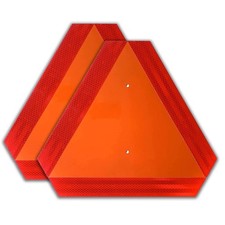  2 Pack Slow Moving Vehicle Triangle Safety Sign, 14x16 inches, Orange