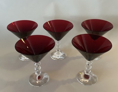 Baccarat Vega Martini Glass Cocktail Rare Red Glass Without Box 5 7/8  c. 2000 