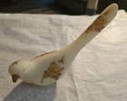Fenton Bird Figurine Roses on Custard Glass Hand Painted Signed Vintage