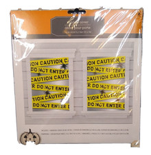 HALLOWEEN Spooky Decorative Plastic Window Cover CAUTION 30 X 40 Inch New