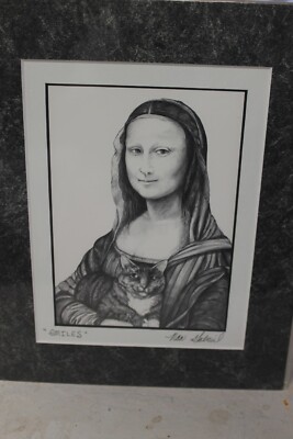 Nan Gabriel Print Smiles Mona Lisa Cat Kitty Leonardo da Vinci