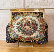 Brocade Tapestry Party Evening Clutch Purse Bag With Chain Vintage Mid Century