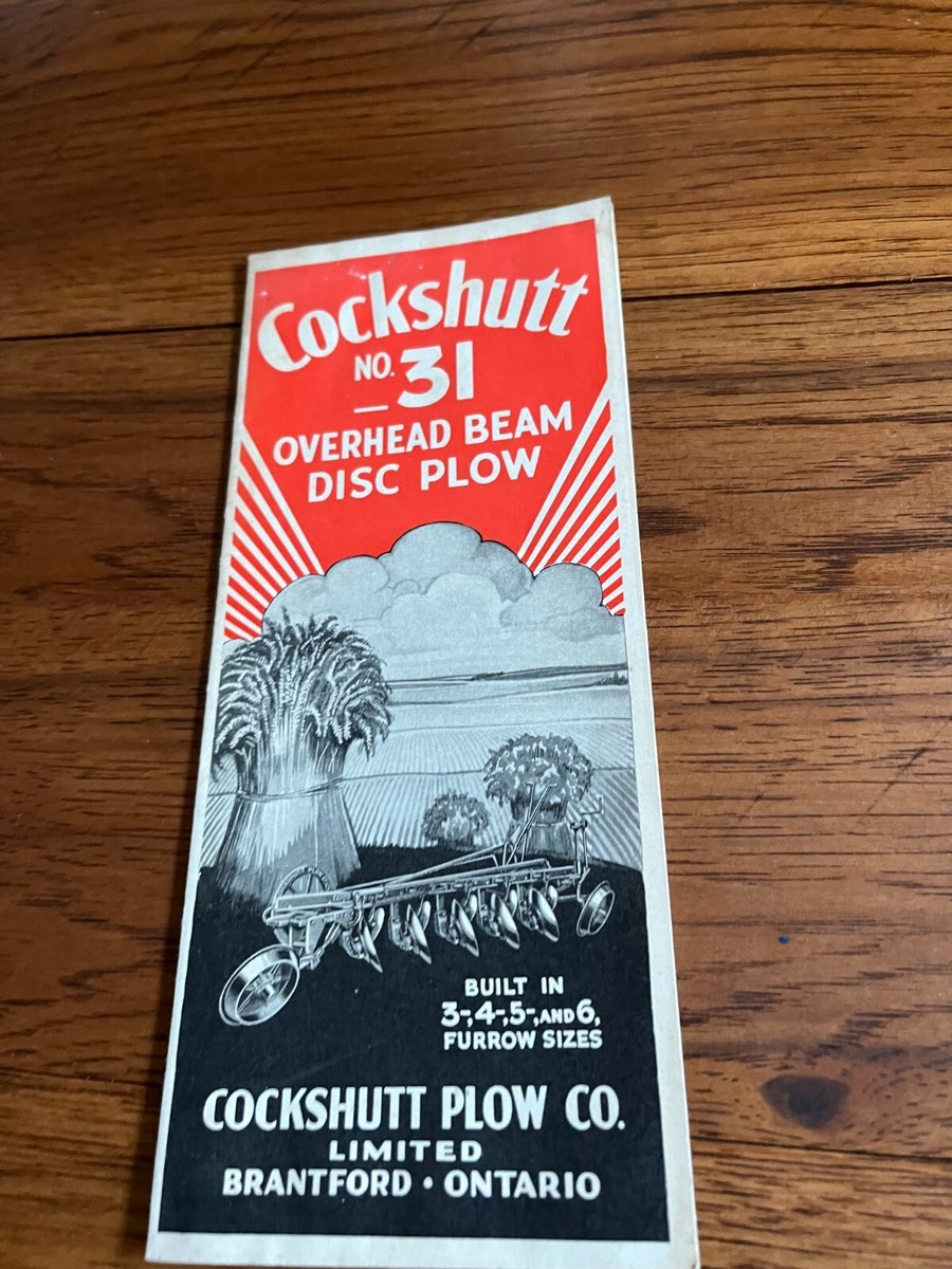 donページ Cockshutt No. 31 Overhead Beam Disc Plow for 1939 Brochure FCCA | eBay