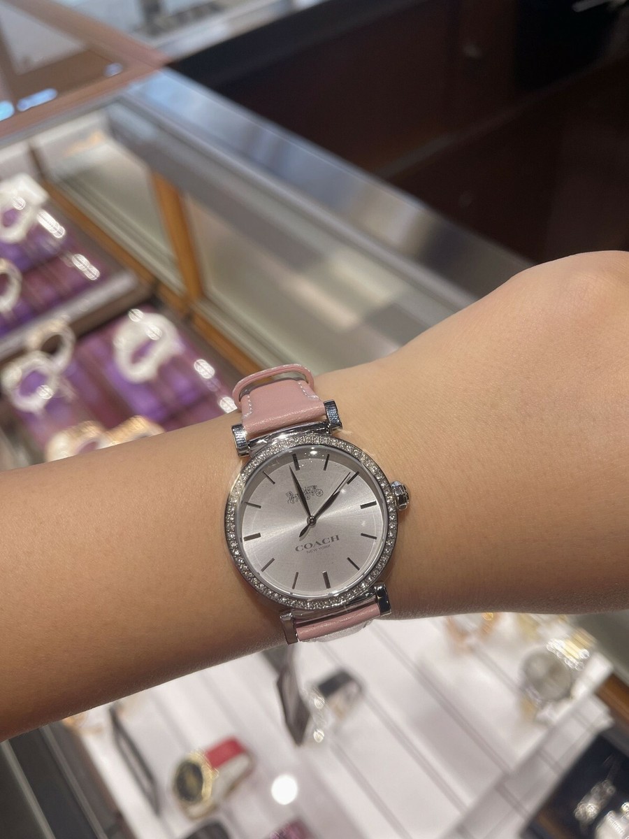 NWB 14503550 Coach MADISON 34mm Crystal Watch Silver Dial Pink Strap AUTHENTIC! NWB 14503550 Authentic Coach Madison 34mm Crystal Watch  main image 2