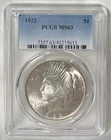 1922 P PCGS MS63 Peace Dollar Coin. Excellent Uncirculated 90% Silver! 🔥🗽