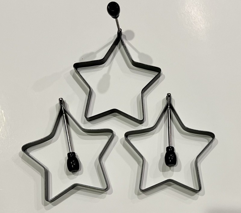 ⭐️ 3 - Pampered Chef Star Pancake Molds With Handle Cooking USA⭐️