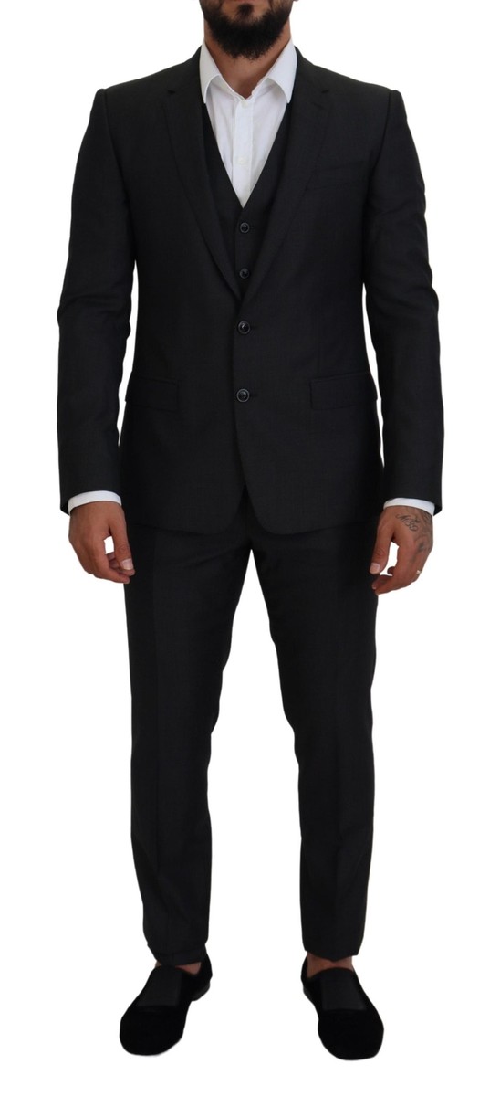 Dolce & Gabbana Elegant Gray Martini Three-Piece Wool Silk Dolce & Gabbana Elegant Gray Martini Three-Piece Wool Silk