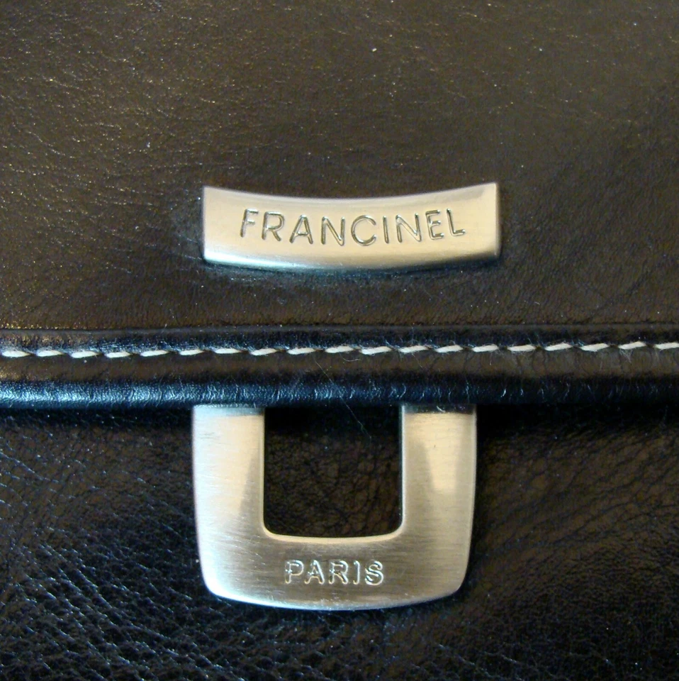 FRANCINEL PARIS BLACK LEATHER TRIM SHOULDER BAG BACKPACK PURSE  D131 - Image 2 of 4