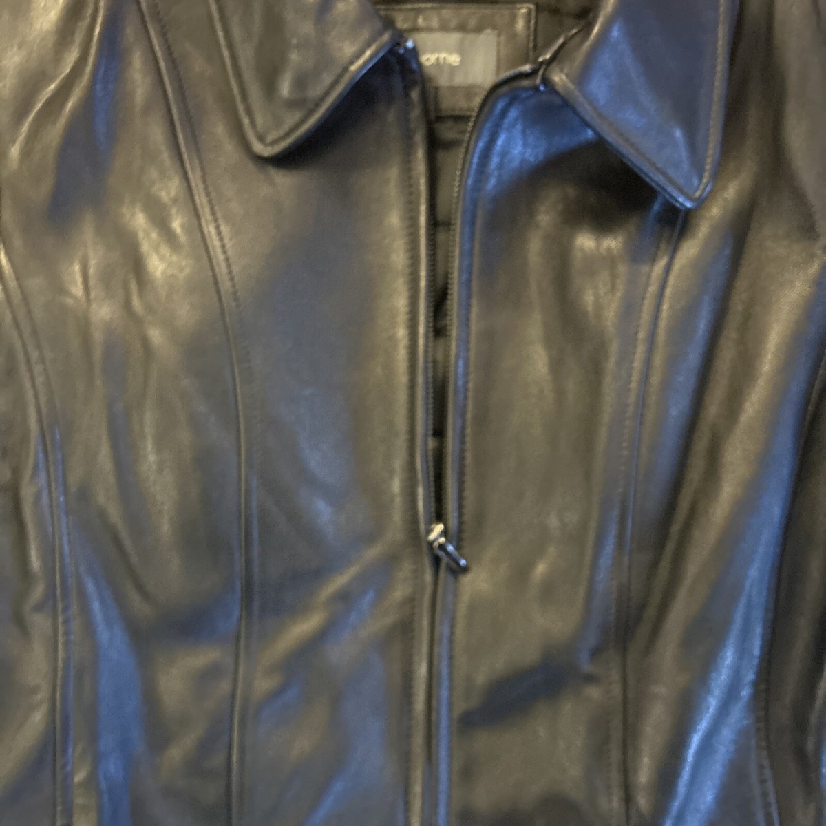 Liz Claiborne Full Zip Leather Jacket Women's Black - Small￼ | eBay