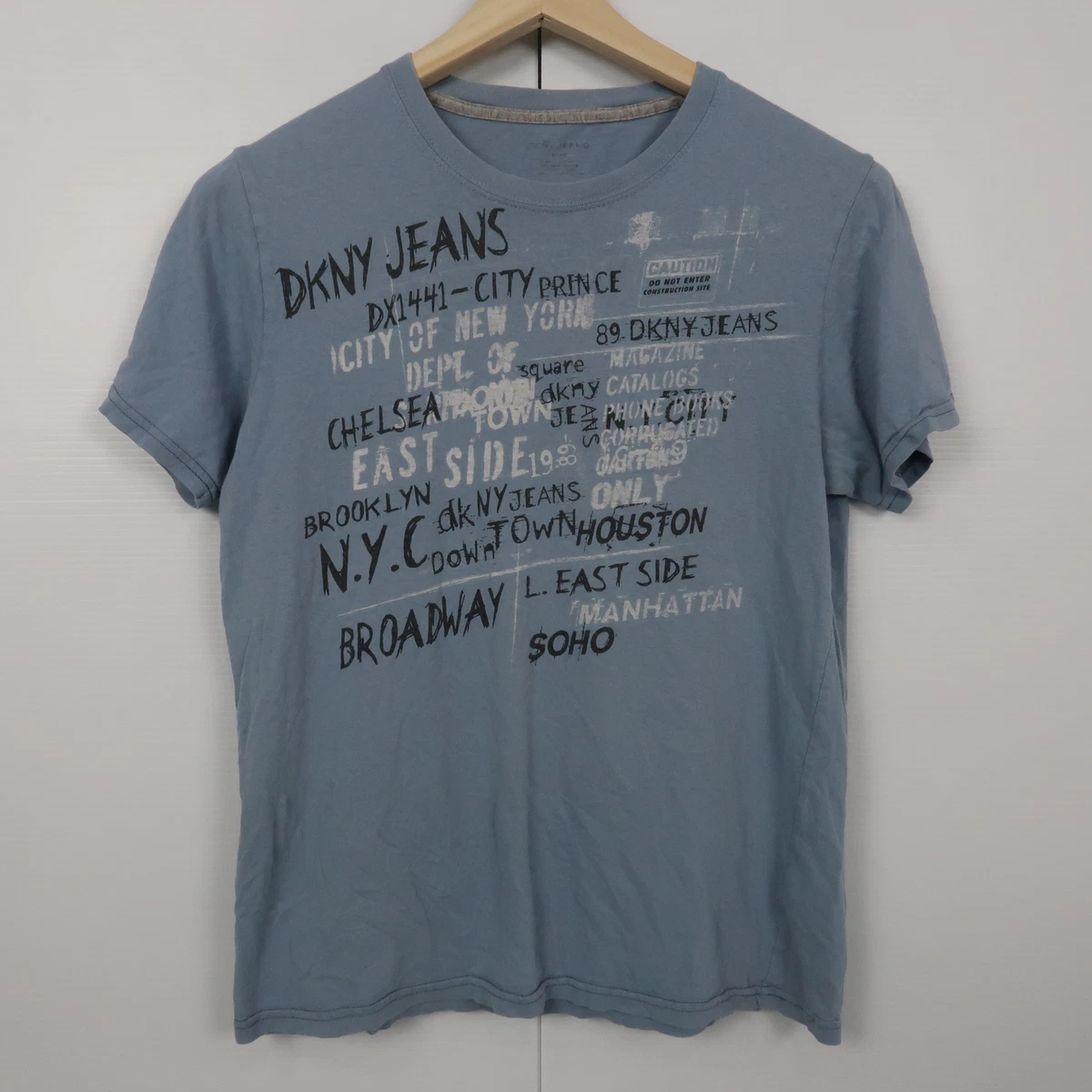 DKNY Jeans Mens T-Shirt Size S Blue Logo Short Sleeve Crew Neck Tee