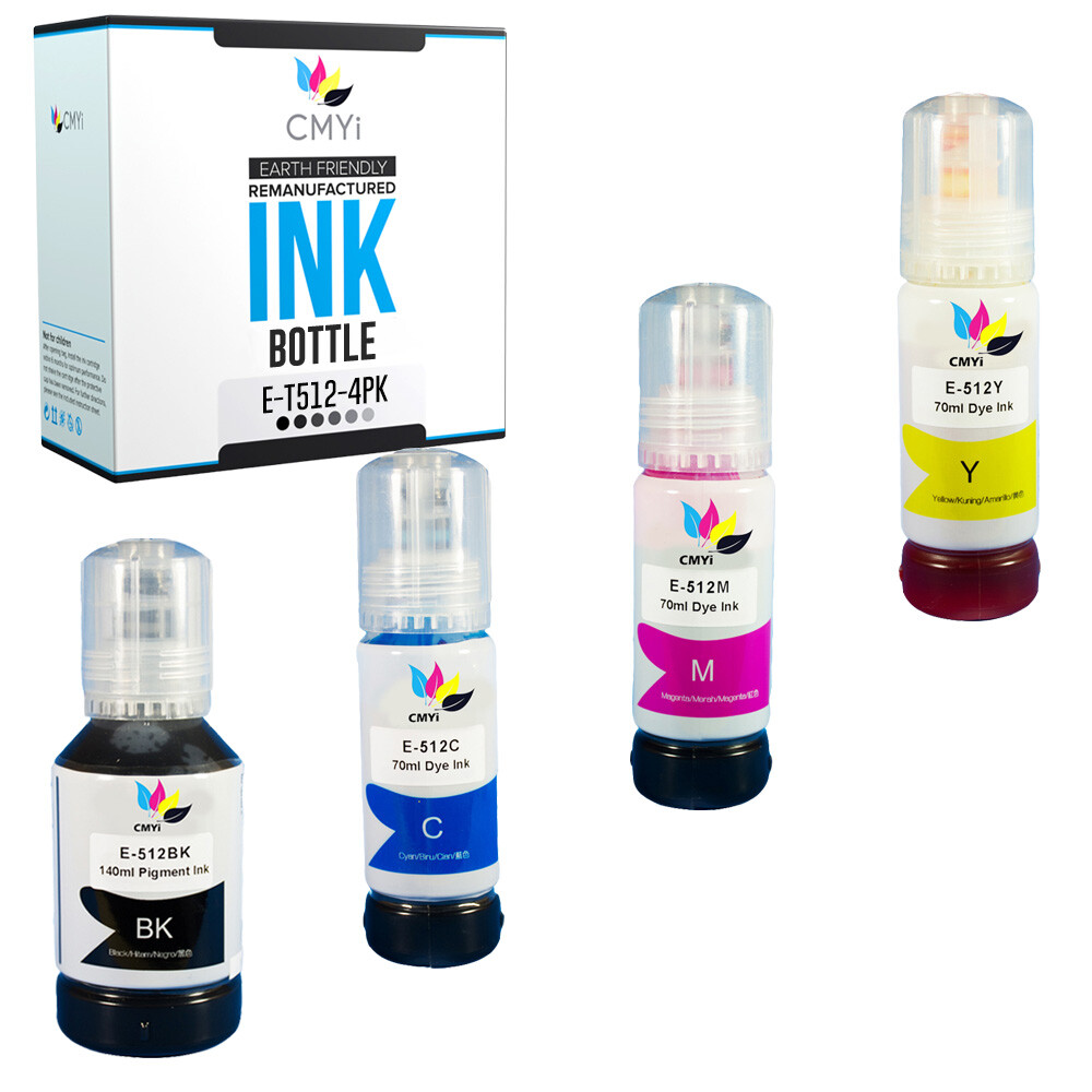 4 PK Ink Bottles for Epson 512 Replacement Bottle Fits Expression 7700 7750