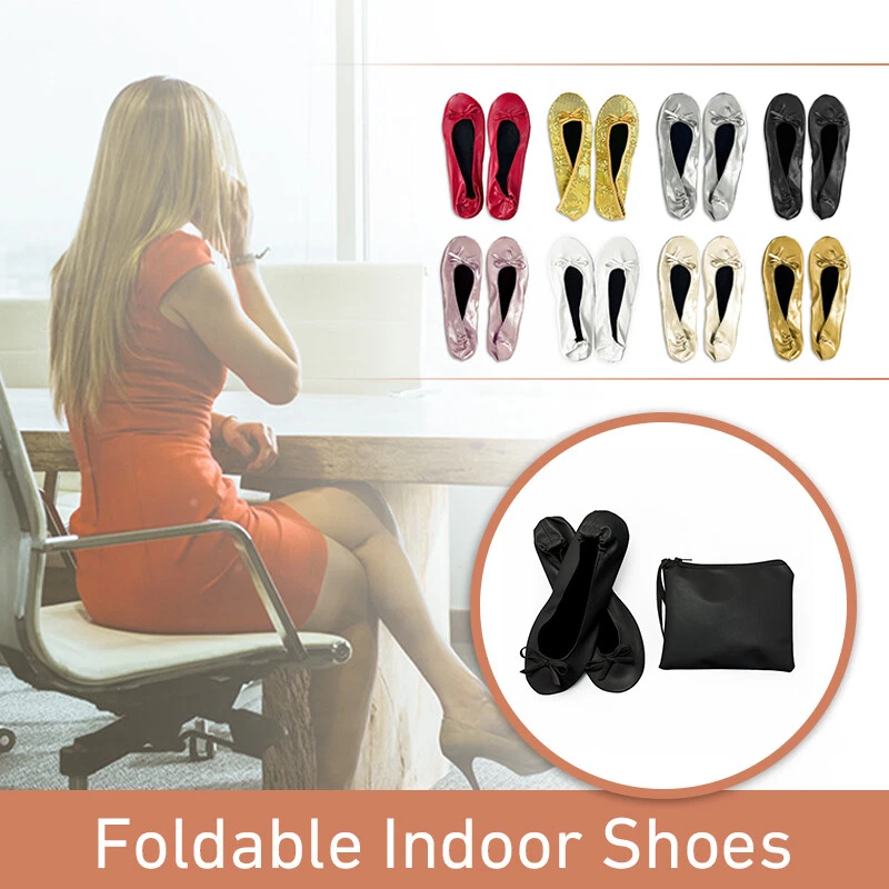 Women Foldable Ballet Flat Roll Slipper Shoes Dance Party Shoes Travel Portable - Image 4 of 4