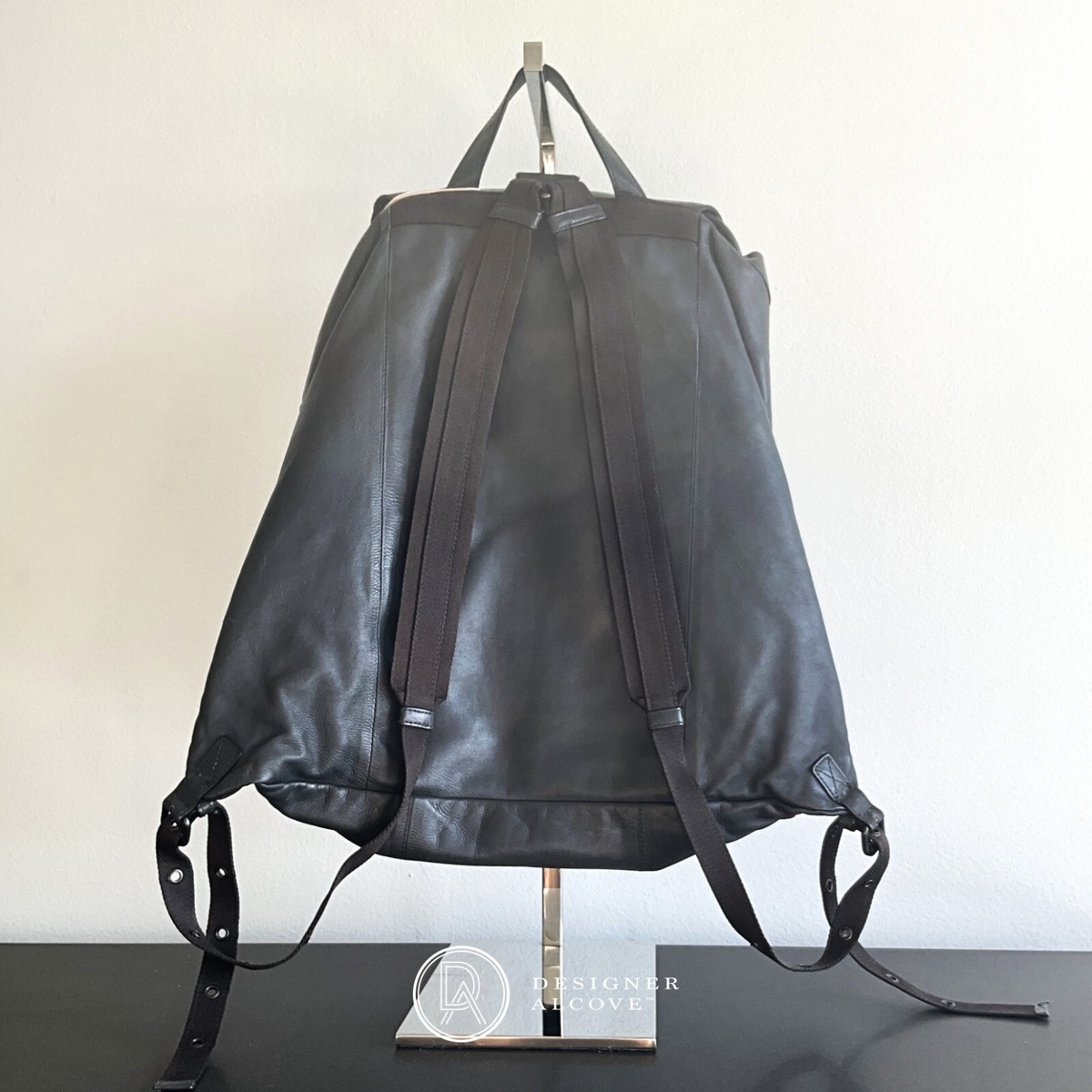 Vintage Bottega Veneta Drawstring Flap Backpack Gray Travel Slouchy Casual 90s Bottega Veneta Drawstring Flap Backpack Travel Ardoise Dark  main image 3