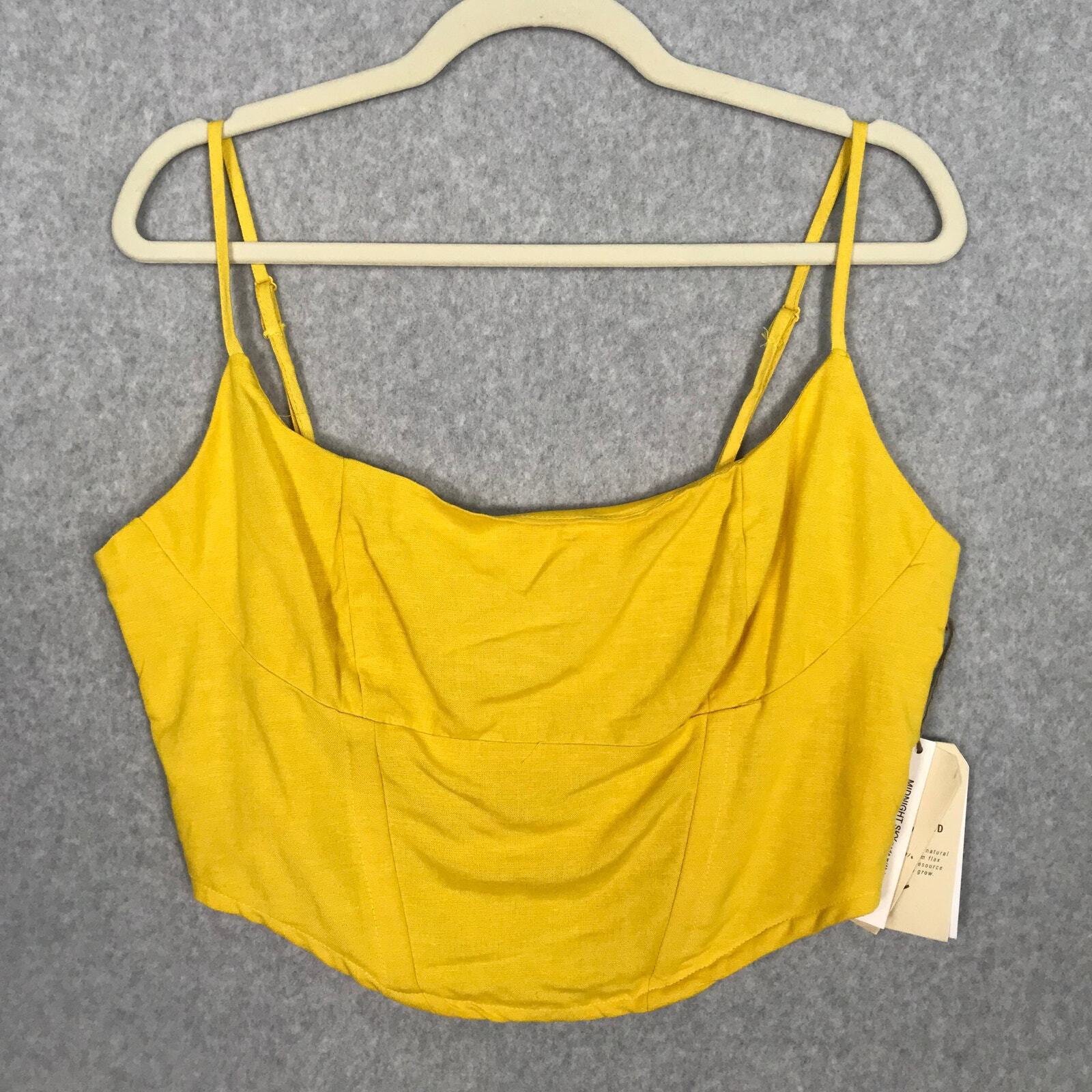 Midnight Sky Crop Top Womens XL Yellow Tank Corset Y2K Beach Festival Western