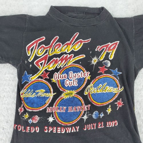 Vintage Toledo Speedway Jam Shirt S Black Blue Oyster Molly Hatchet Eddie Money - 第 4/13 張圖片