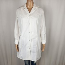 Angelica Medical Lab Coat Size 32 White Snap Button Cuffs 2 Pockets Collared