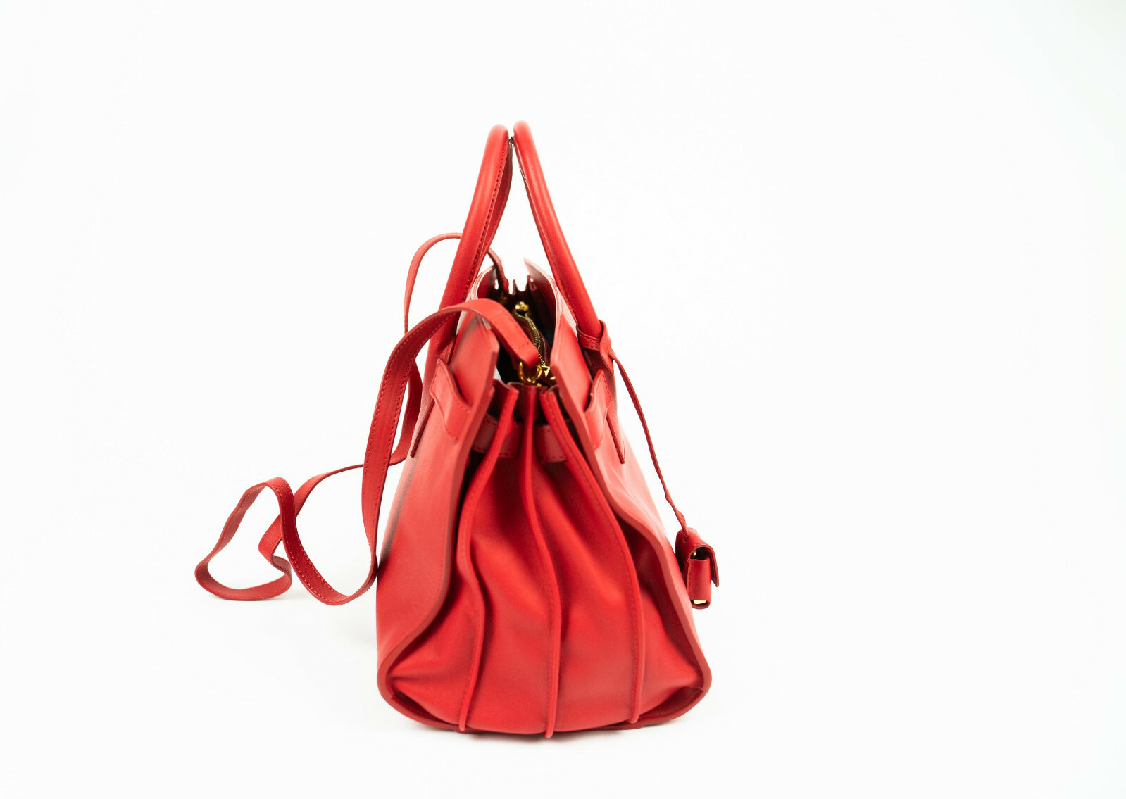 Borsa a mano SAINT LAURENT PARIS YSL Sac De Jour Mini piccola in pelle rossa