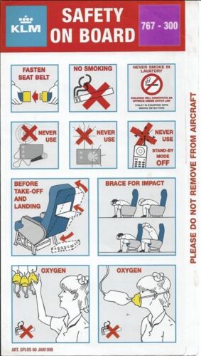 KLM Boeing 767-300 Safety Card !!! RARE ! - 第 1/1 張圖片