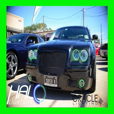 2005-2010 CHRYSLER 300C GREEN LED LIGHT HEADLIGHT HALO KIT (4 RINGS) by ORACLE 