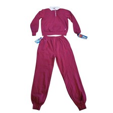 Vintage Wilson Tracksuit Tennis Womens Large Cranberry Red 2 Piece Retro NWT