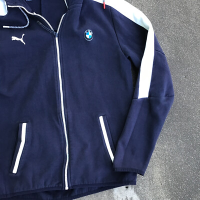 Puma x BMW Motorsport Full Zip Sweatshirt Sweater Men Medium Blue