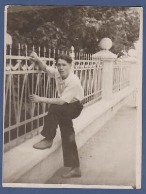 Handsome Guy by the Fence Soviet Vintage Photo USSR